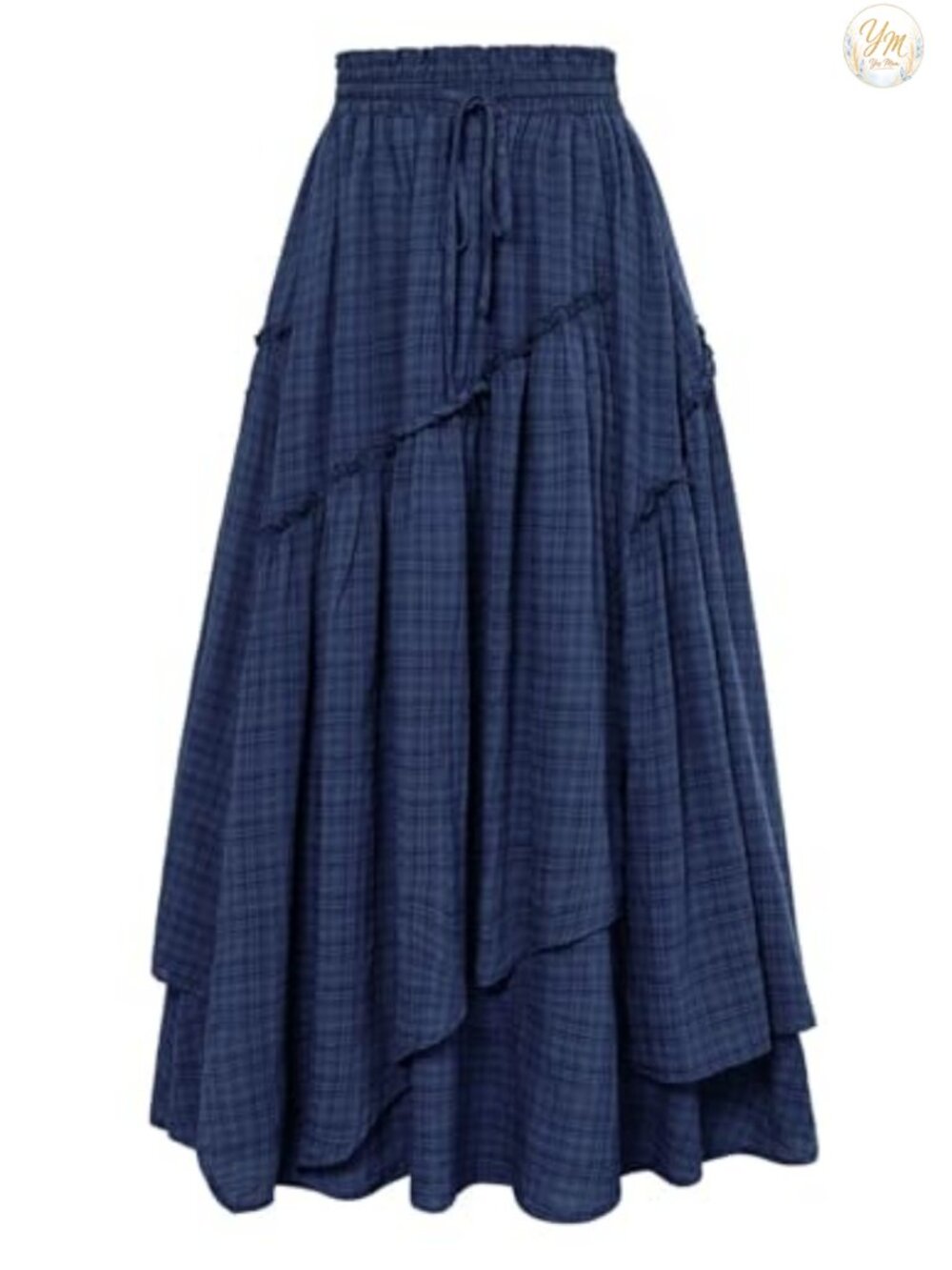 Flowy Plaid Maxi Skirt A-Line Renaissance Pirate Tiered Asymmetric - Picture 1 of 6